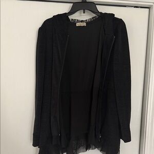 ONE WORLD Black Lace-Trim Scoop Neck Top